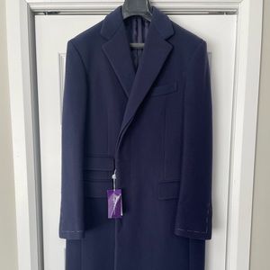 Ralph Lauren Purple Label Navy Wool Chesterfield Coat